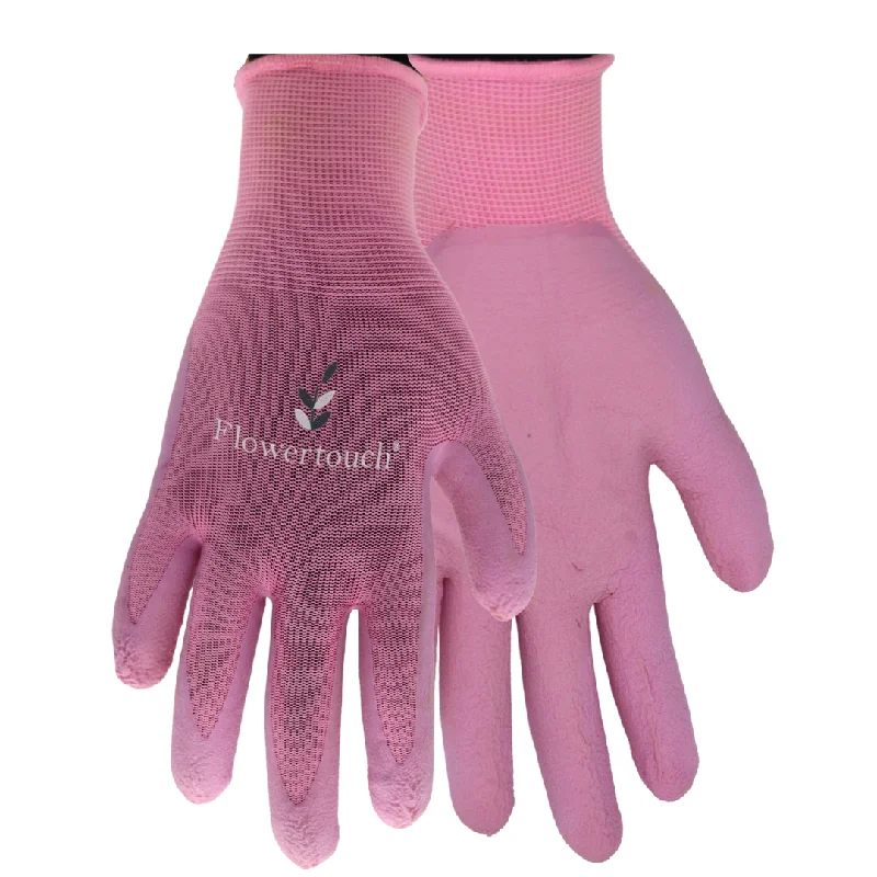 cultural gloves -  TA207 FLOWERTOUCH® Foam Natural Rubber Palm, Light Knit Liner, Pink, Sizes S-L, Sold by Pair