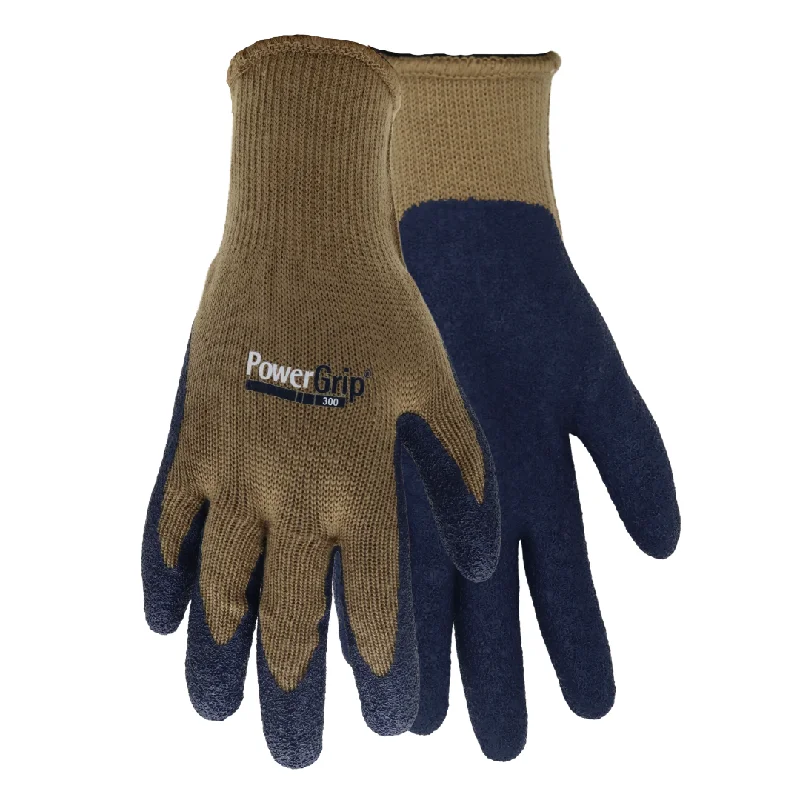 holiday gloves -  A300B Powergrip Rubber Palm 13 Gauge Gloves, Seamless Knit Liner, Brown/Black, Sizes M-XL