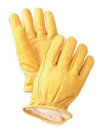 indoor game gloves -  Radnor Medium Yellow Deerskin Thinsulate Lined Cold Weather Gloves With Keystone Thumb, Slip On Cuffs, Double Stitched Hem And Shirred Elastic Wrist