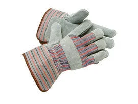 stadium gloves -  Radnor Large Gray Leather Pile Lined Cold Weather Gloves With Wing Thumb , Safety Cuffs, Leather Pull Tab, Leather Knuckle Strap And Elastic Back