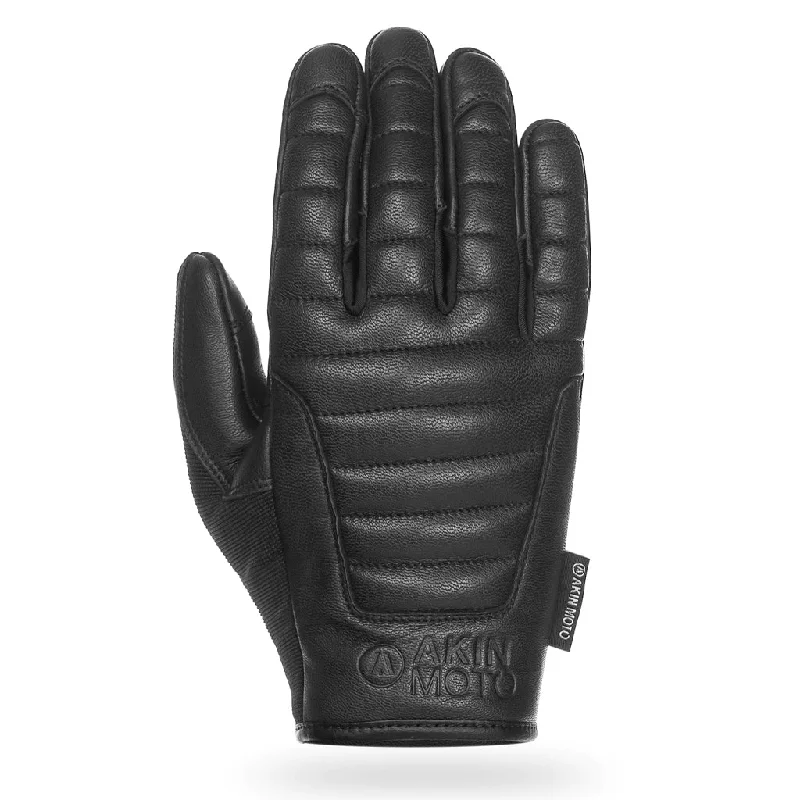 textured grip gloves -  Akin Moto - Brawler Black Gloves