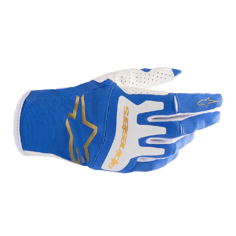 anti-skid gloves -  Alpinestars - 2023 Techstar Blue/Gold Gloves