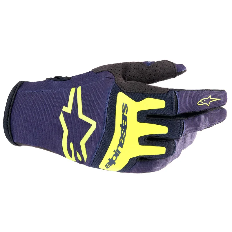 oil resistant gloves -  Alpinestars - 2023 Techstar Navy/Yellow Gloves