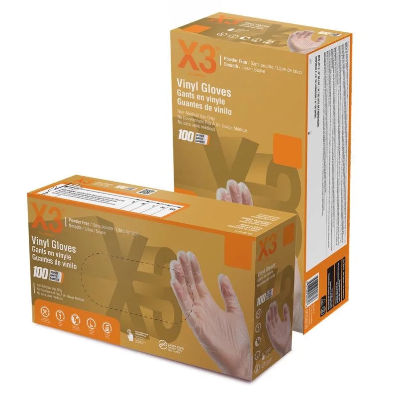 mixed martial gloves -  X3 Vinyl Disposable Gloves Large Clear Powder Free 100 pk