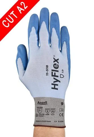 fashion winter gloves -  Ansell HyFlex 11-518, PU Coated, A2 Cut Resistant, Dyneema - Dozen (12 pairs)