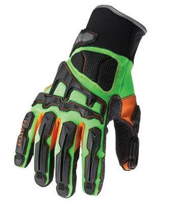 mesh gloves -  Ergodyne 2X Hi-Viz Lime ProFlex 925F Full Finger Armortex And PVC Dorsal Impact Reducing Anti-Vibration Gloves With Contoured Neoprene Cuff, Reinforced Kevlar Palm Stitching, PVC On Palm And Fingers, TPR