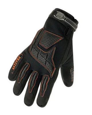 oversized gloves -  Ergodyne Small Black ProFlex 9015F Full Finger Pigskin Anti-Vibration Gloves With Woven Elastic Cuff, Polymer Palm Pad, Pigskin Leather Palm And Fingers And Low Profile Closure