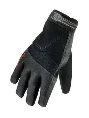 wind resistant gloves -  Ergodyne Large Black ProFlex 9002 Half Finger Pigskin Anti-Vibration Gloves With Woven Elastic Cuff, Polymer Palm Pad, Pigskin Leather Palm And Fingers, Low Profile Closure And Neoprene Knuckle Pad