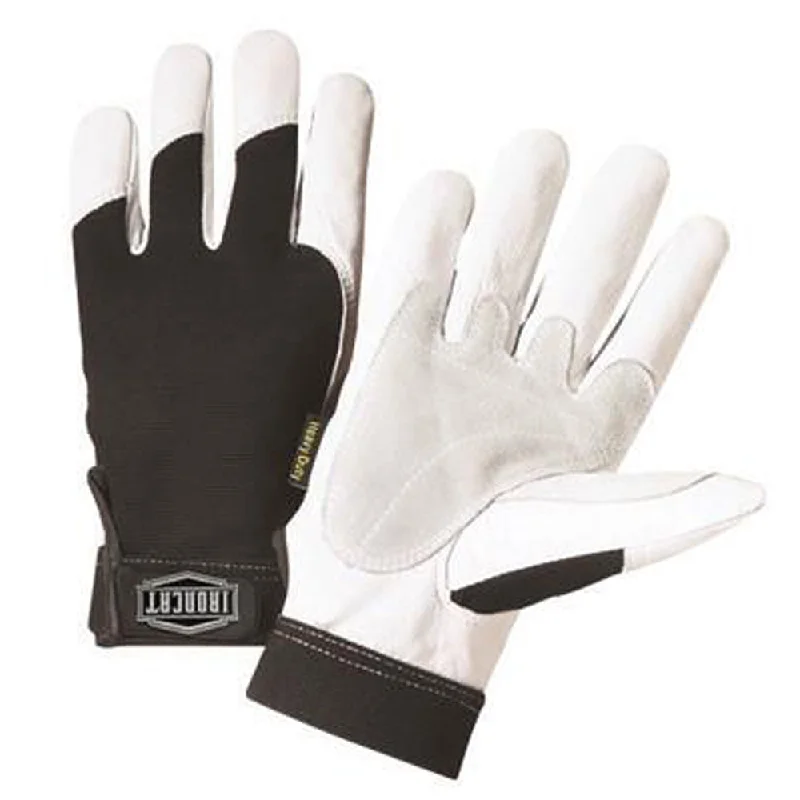 supple leather gloves -  West Chester 2X Black And White Ironcat Full Finger Split Kevlar And Goatskin Heavy Duty Mechanics Gloves With Hook And Loop Wrist And Spandex Back