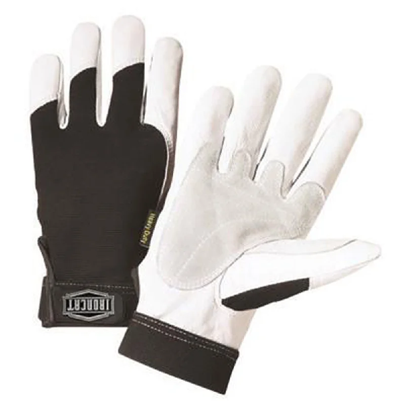 sustainable gloves -  West Chester Large Black And White Ironcat Full Finger Split Kevlar And Goatskin Heavy Duty Mechanics Gloves With Hook And Loop Wrist And Spandex Back