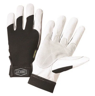 recycled leather gloves -  West Chester Medium Black And White Ironcat Full Finger Split Kevlar And Goatskin Heavy Duty Mechanics Gloves With Hook And Loop Wrist And Spandex Back