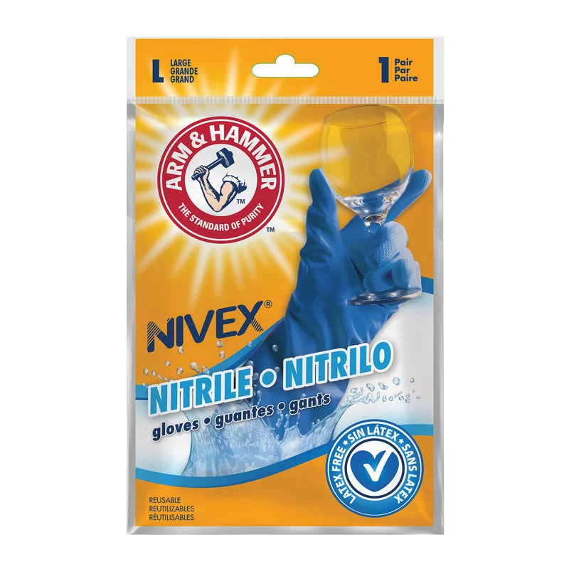 comfort gloves -  Arm & Hammer Nivex Nitrile Cleaning Gloves L Blue 2 pk