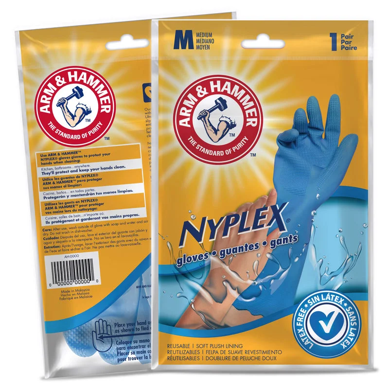 stretch fit gloves -  Arm & Hammer Nyplex Vinyl Cleaning Gloves M Blue 1 pair