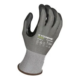 chemical free gloves -  Armor Guys Inc Kyorene Pro® 18 Gauge Black Polyrurethane Palm Coated Work Gloves With Gray Kyorene Pro® Liner And Knit Wrist