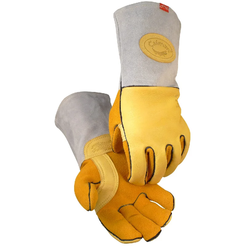 leather motorcycle gloves -  Caiman 1485 Elk Skin Wool Insulated Unlined Palm MIG/Stick Welding Gloves (1 Pair)