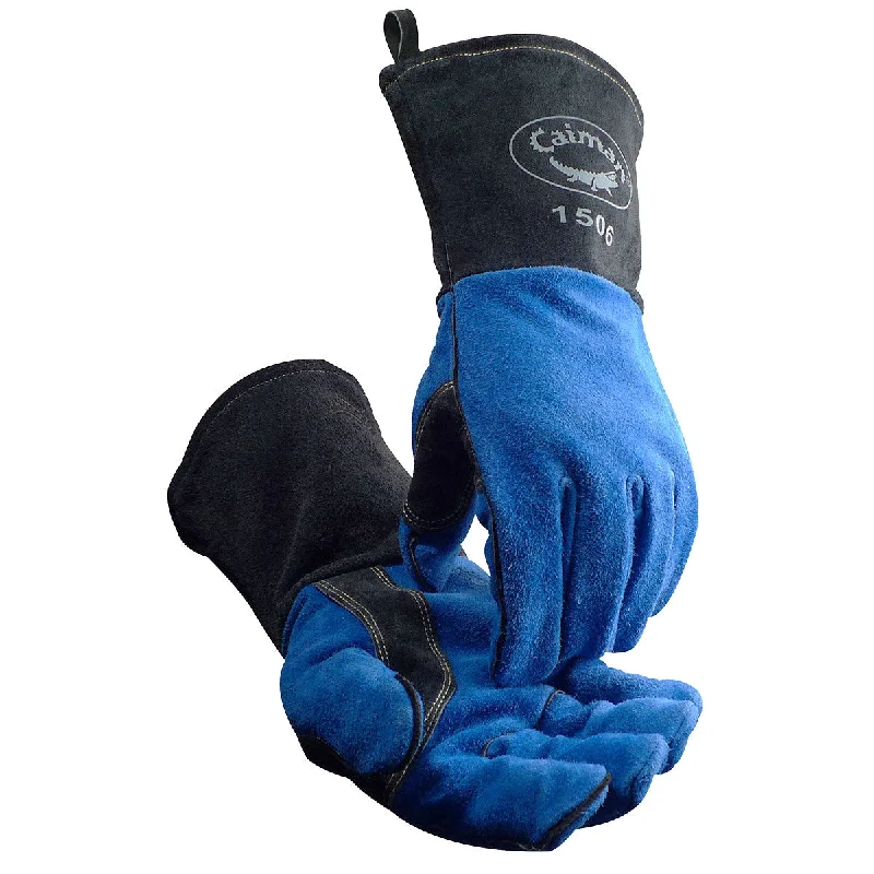 padded palm gloves -  Caiman 1506 Cow Split Fleece Lined MIG/Stick Welding Gloves (One Dozen)