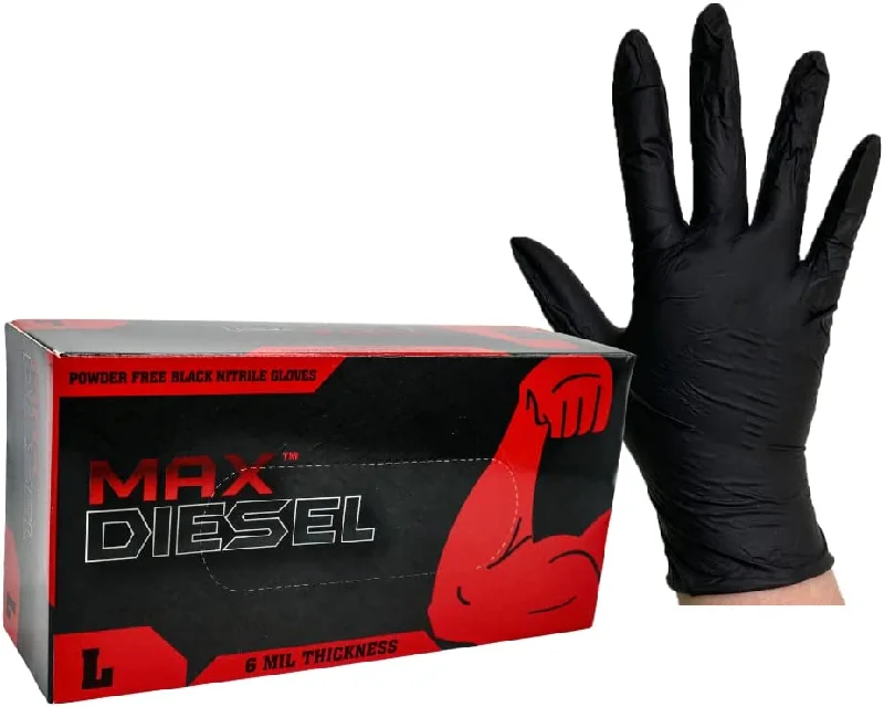 period gloves -  70001 MAX DIESEL - BLACK NITRILE - POWDER FREE - 6 MIL - 100/BOX - BOX