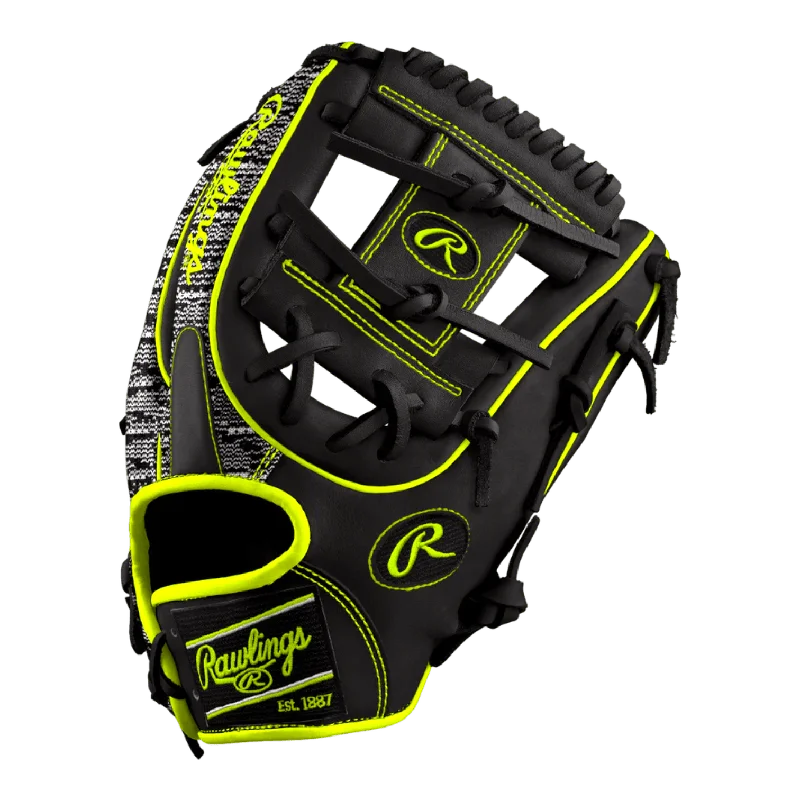 acrylic knitted gloves -  Rawlings Custom 11.5” I-Web Zebra Print Shell Neon Yellow Black Heart of the Hide Baseball Glove