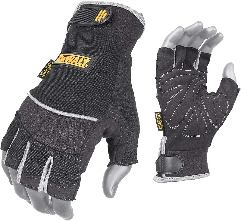 flexible rubber gloves -  DeWALT (DPG230L) Technicians Fingerless Synthetic Leather Glove, Black, Large