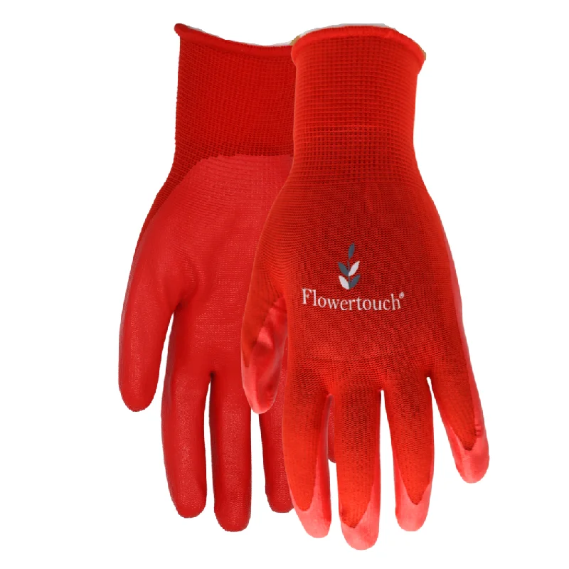 universal gloves -  TA207 FLOWERTOUCH® Foam Natural Rubber Palm, Light Knit Liner, Red, Sizes S-L, Sold by Pair