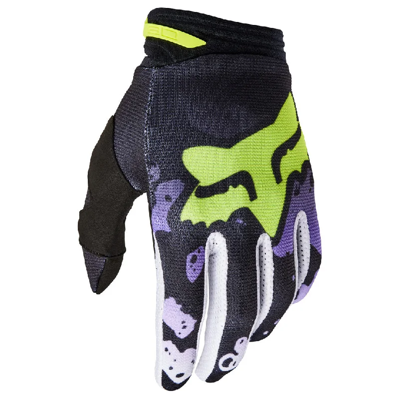 patterned leather gloves -  Fox - 180 Morphic Black/Yellow Gloves