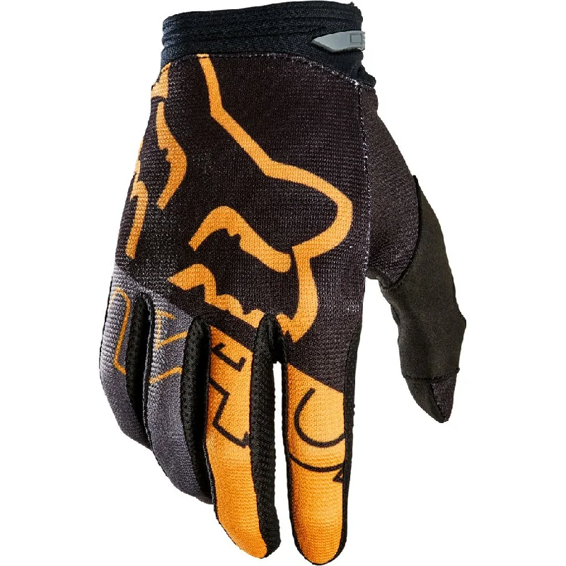 short finger gloves -  Fox - 180 Youth Skew Black/Gold Gloves