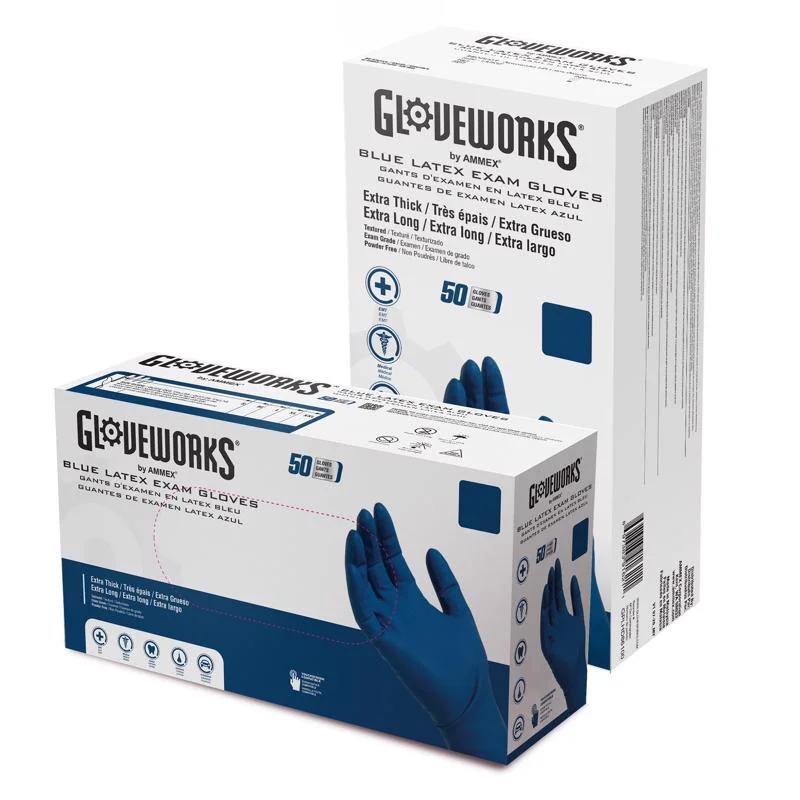 leather motorcycle gloves -  Gloveworks Latex Disposable Exam Gloves Large Blue Powder Free 50 pk