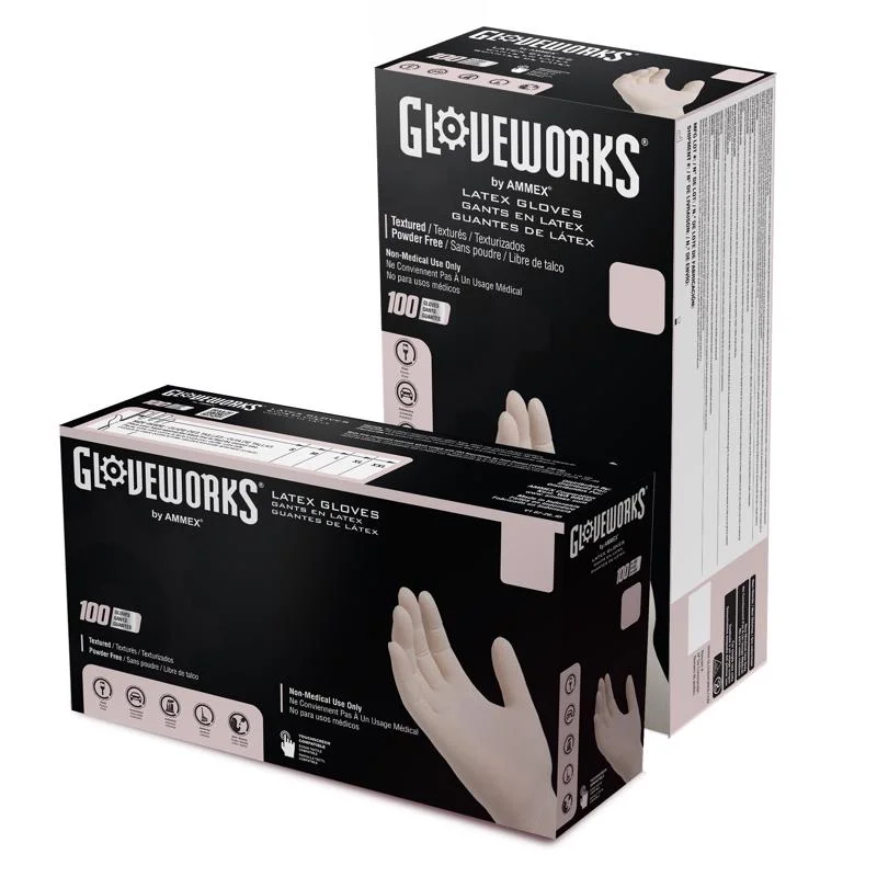 zero waste gloves -  Gloveworks Latex Disposable Gloves Large Ivory Powder Free 100 pk