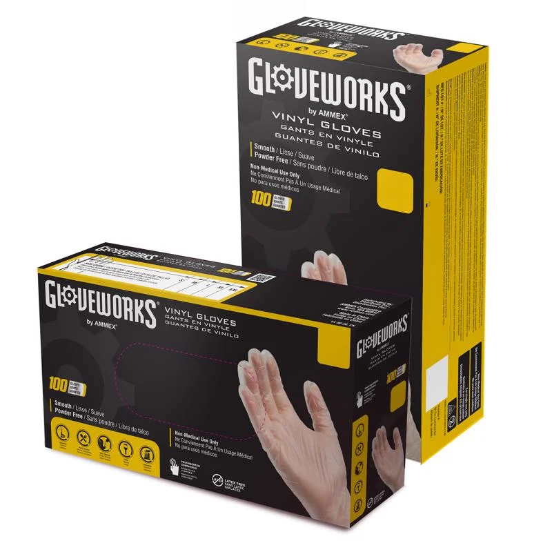 printed leather gloves -  AMMEX Gloveworks Vinyl Disposable Gloves Medium Clear Powder Free 100 pk