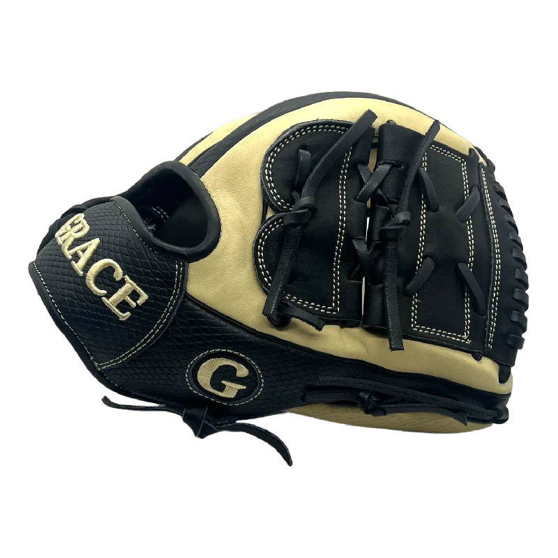 motocross gloves -  Grace Custom 11.75” Inch Two Piece Web Black Snake Skin Blonde Pitcher Glove