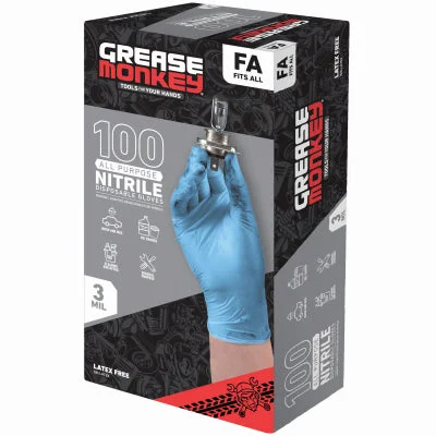 gel padded gloves -  Grease Monkey Blue Nitrile One Size Disposable Gloves 4 mil. Thick