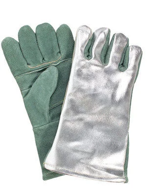 tear proof gloves -  National Safety Apparel 13" Green 18 Ounce Leather Double Wool Cotton Lined Heat Resistant Gloves With Aluminized Carbon Kevlar Back