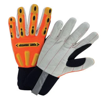 athlete gloves -  West Chester Large Hi-Viz Orange Heavy Duty R2 Corded Palm Rigger Cotton GLoves WIth Long Neoprene Cuff, Reinforced Thumb And Spandex Back