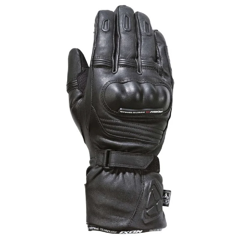 embroidered leather gloves -  Ixon - Pro Terra Black Leather Gloves