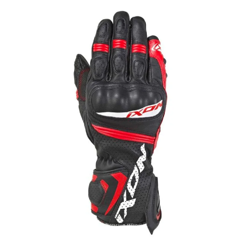 synthetic leather gloves -  Ixon - RS Tempo Air Black/Red Leather Glove