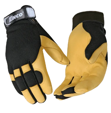 adaptable gloves -  Kinco 101 Pro Golden Premium Grain Deerskin Adjustable Hook and Loop Rubber Pull-Strap Cuff Gloves (One Dozen)