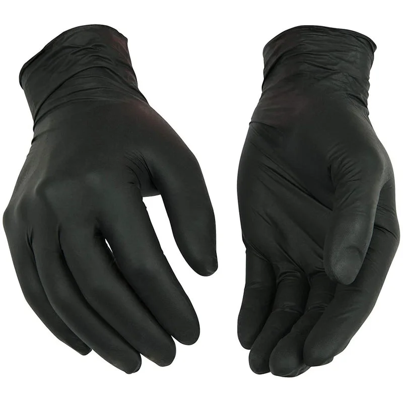 short cuff gloves -  Kinco Nitrile Disposable Gloves X-Large Black Powder Free 40 pk