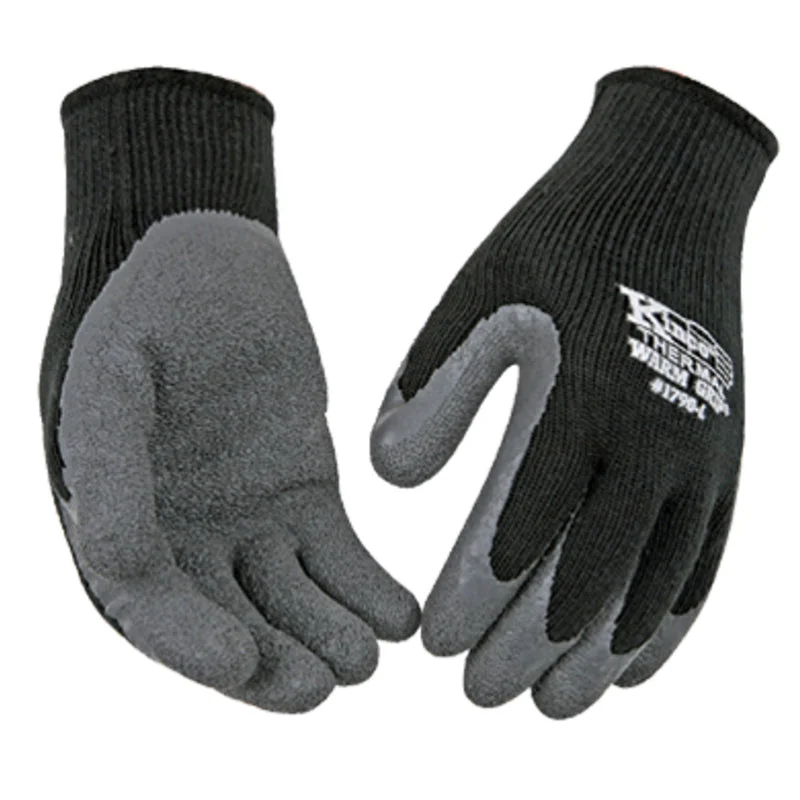 waterproof fleece gloves -  Kinco Warm Grip M Latex Coated Thermal Black Dipped Gloves