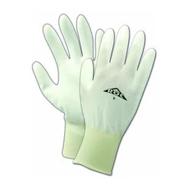 themed gloves -  Magid™ Size 8 ROC™ 15 Gauge White Polyurethane Work Gloves With White Nylon Liner And Knit Wrist Cuff