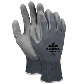 all-season gloves -  Memphis Glove X-Large UltraTech® PU 13 Gauge Polyurethane Palm And Fingertips Coated Work Gloves With Nylon Liner And Knit Wrist