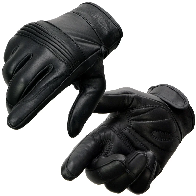 affordable winter gloves -  Milwaukee Leather MG7536 Men's Black ‘Cool-Tec’ Leather Gel Palm Motorcycle Hand Gloves W/ Flex Knuckles