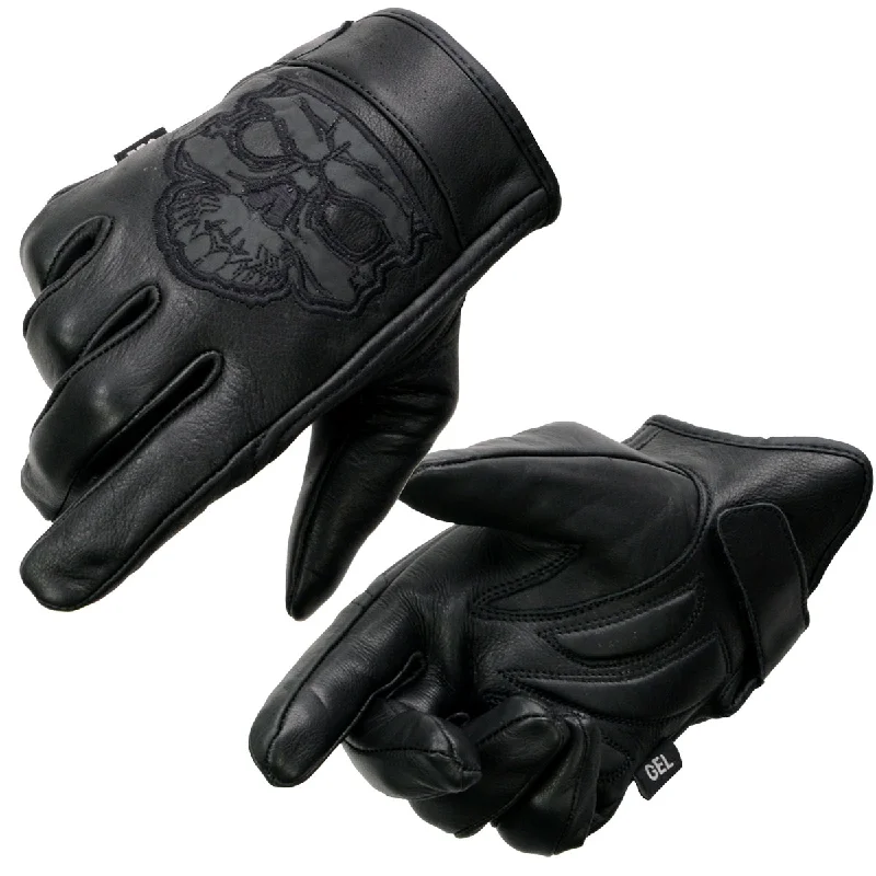 extreme cold gloves -  Milwaukee Leather MG7571 Men's Black ‘Col-Tec’ Leather ‘Reflective Skull’ Motorcycle Hand Gloves W/ Gel Padded Palm