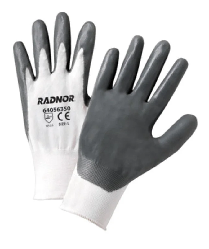 fingerless cycling gloves -  Nitrile Palm Coated Glove, White Liner