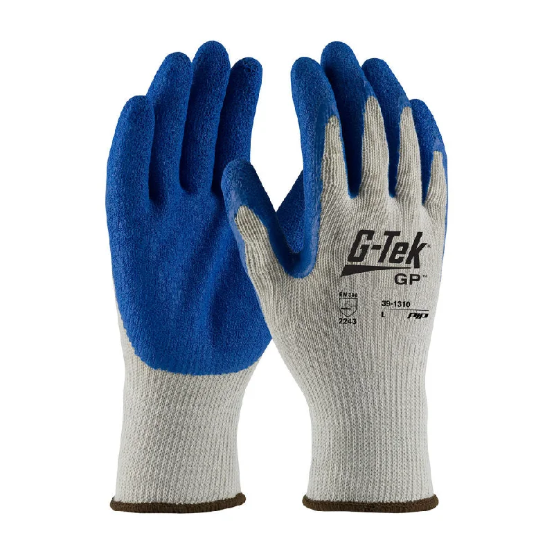 synthetic leather gloves -  PIP Industrial Products 39-1310/L G-Tek Cotton/Poly Gloves Latex  Grip- Economy Grade Large