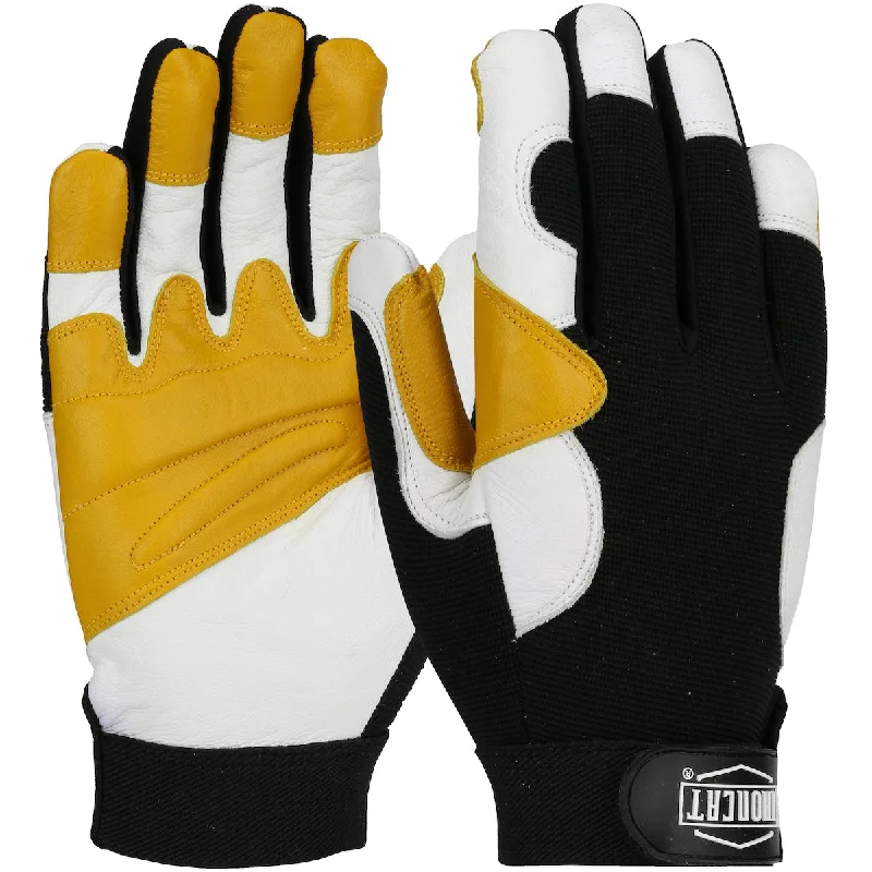 recycled leather gloves -  PIP Ironcat® Reinforced Heavy Duty Top Grain Goatskin Leather Palm Glove with Spandex Back