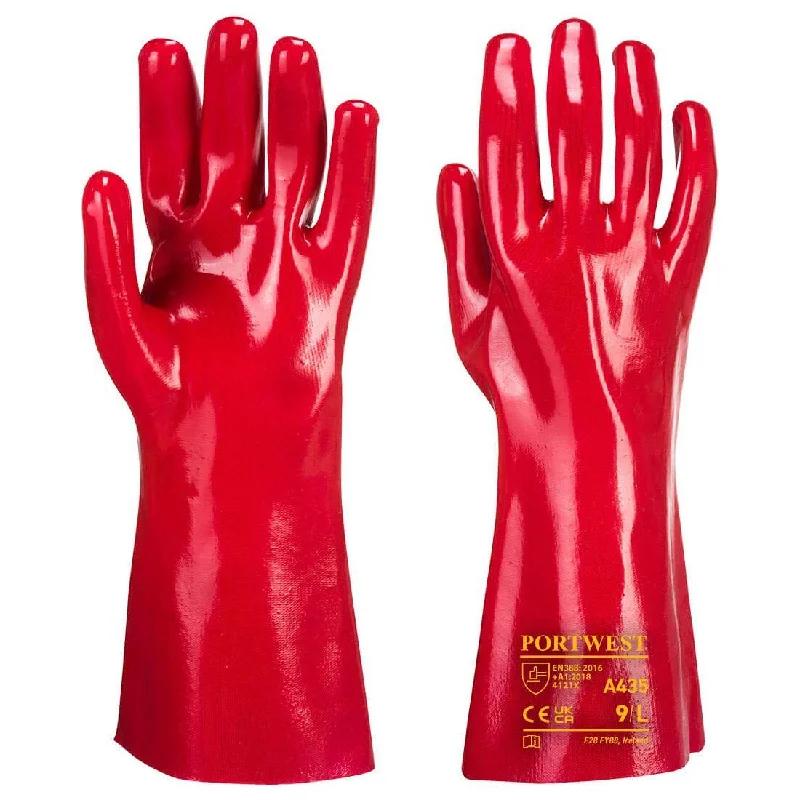 padded ski gloves -  Portwest RG43 PVC Gautlet 35cm - Red