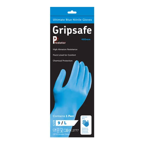 costume party gloves -  Predator Gripsafe BLUE Gauntlet Nitrile Gloves (10 Pairs)