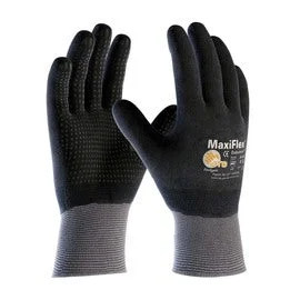 breathable fleece gloves -  Protective Industrial Products 2X MaxiFlex® Endurance by ATG® 15 Gauge Black And Microdot Nitrile Full Hand Coated Work Gloves With Gray Nylon And Lycra® Liner And Continuous Knit Wrist