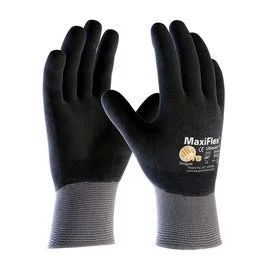 fur trimmed gloves -  Protective Industrial Products X-Small MaxiFlex® Ultimate by ATG® 15 Gauge Black Nitrile Full Hand Coated Work Gloves With Gray Nylon And Elastane Liner And Continuous Knit Wrist