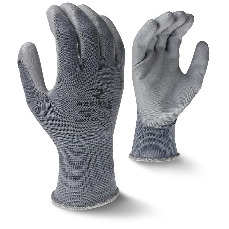 natural fiber gloves -  Radians RWG14L 13 Gauge Gray Polyester Shell PU Palm Coated Glove, Large